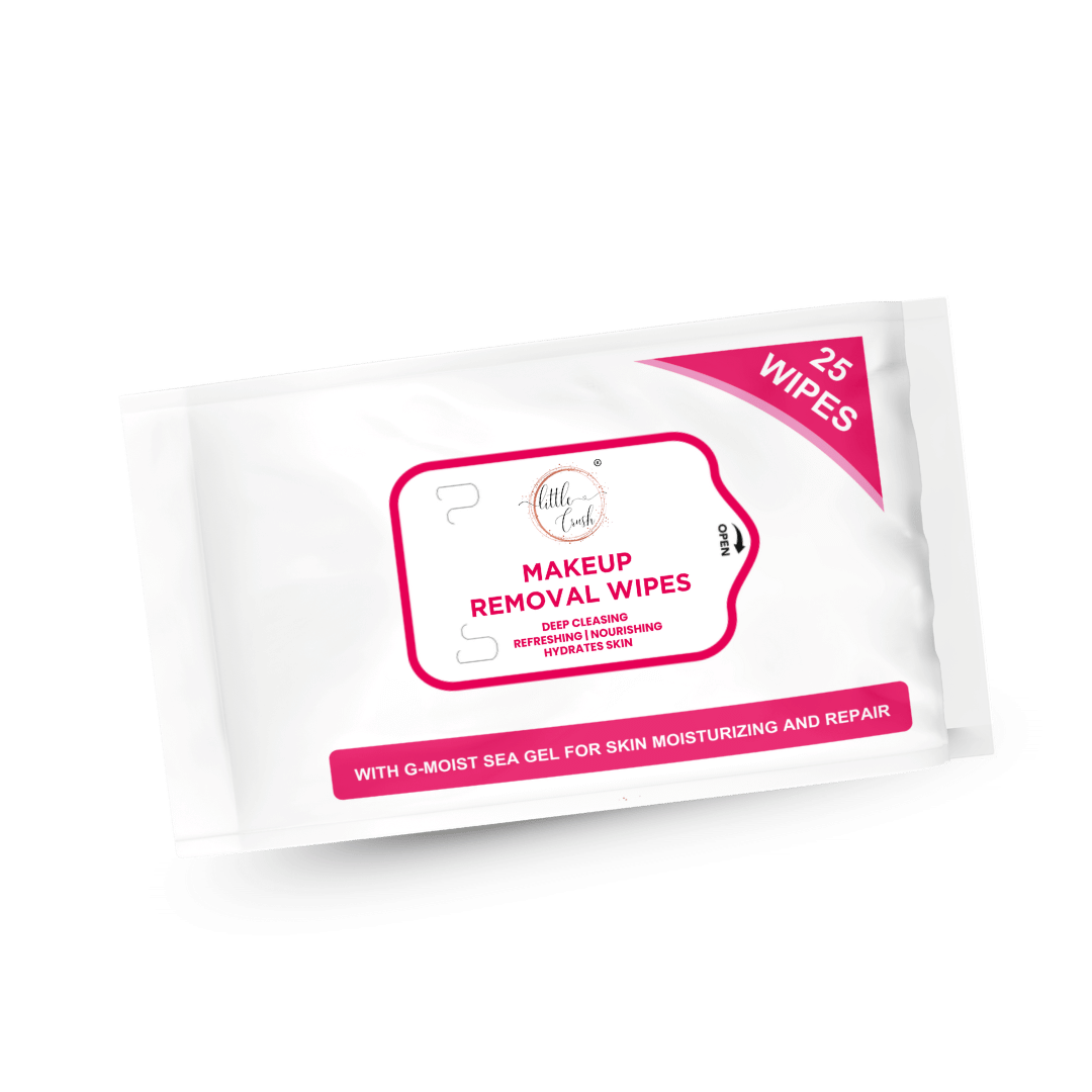 Little Crush Makeup Removal Wipes with G-Moist Sea Gel | Deep Cleansing, Hydrating and Nourishing | 25 Wipes Pack