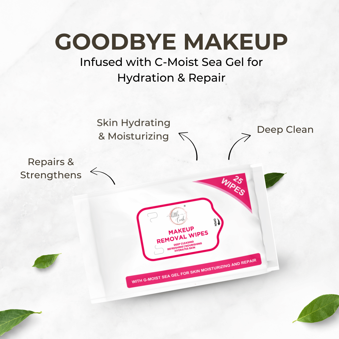 Little Crush Makeup Removal Wipes with G-Moist Sea Gel | Deep Cleansing, Hydrating and Nourishing | 25 Wipes Pack