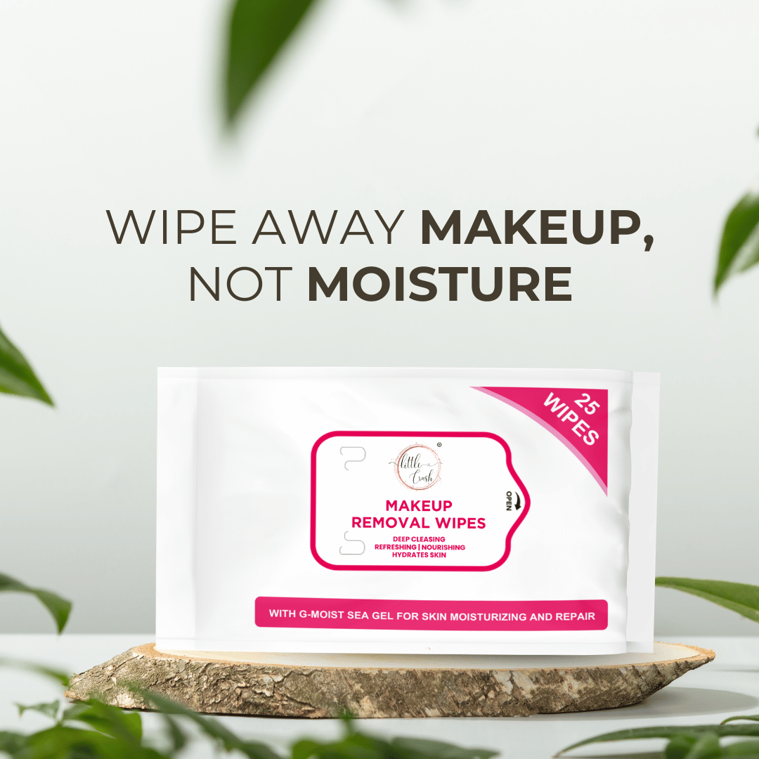 Little Crush Makeup Removal Wipes with G-Moist Sea Gel | Deep Cleansing, Hydrating and Nourishing | 25 Wipes Pack