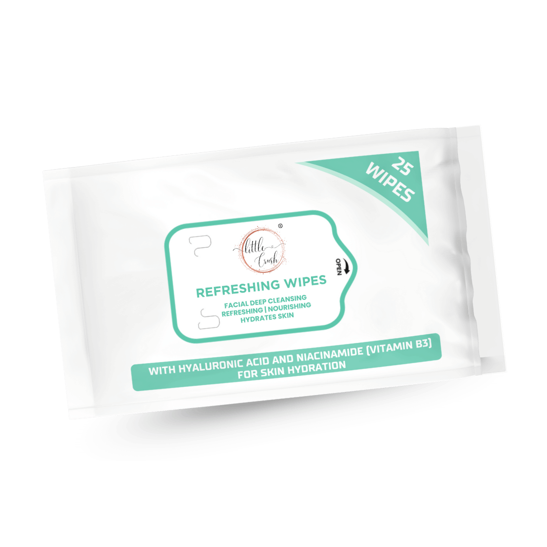 Little Crush Refreshing Facial Wipes | with Hyaluronic Acid and Niacinamide | 25 Count | Deep Cleansing and Hydrating for Skin Protection