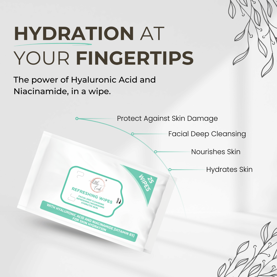 Little Crush Refreshing Facial Wipes | with Hyaluronic Acid and Niacinamide | 25 Count | Deep Cleansing and Hydrating for Skin Protection