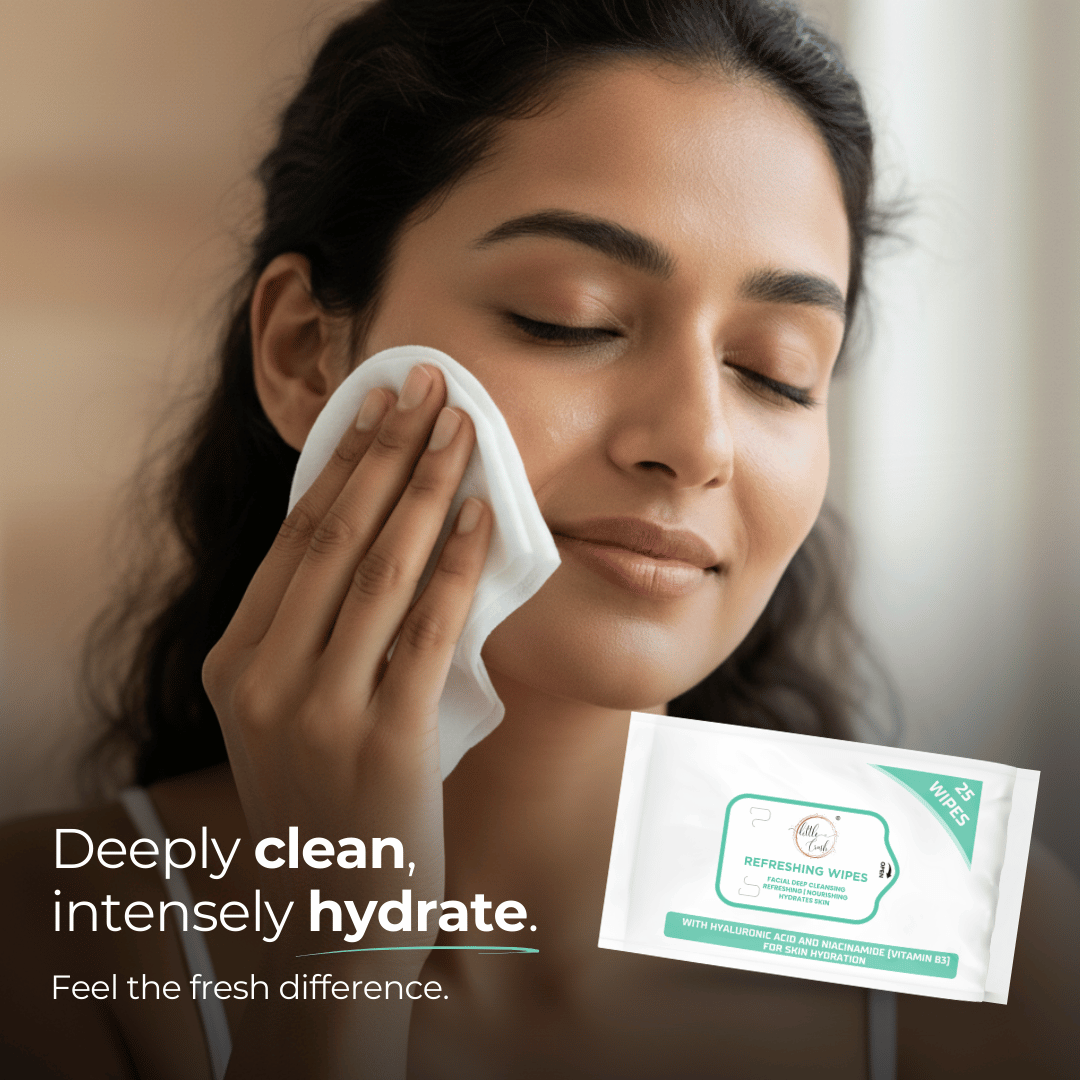 Little Crush Refreshing Facial Wipes | with Hyaluronic Acid and Niacinamide | 25 Count | Deep Cleansing and Hydrating for Skin Protection