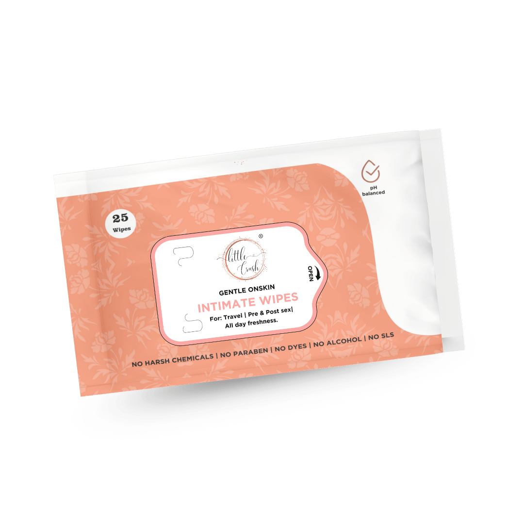 Little Crush Gentle Intimate Wipes | pH Balanced, No Harsh Chemicals, Paraben-Free, Alcohol-Free | 25 Pre-moistened Sheets | for Travel and Daily Use