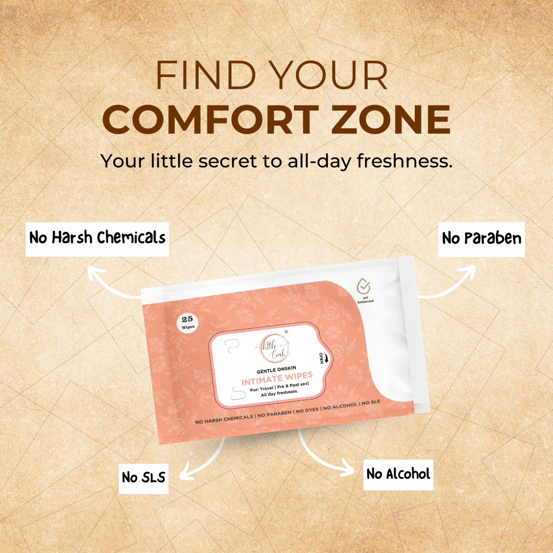 Little Crush Gentle Intimate Wipes | pH Balanced, No Harsh Chemicals, Paraben-Free, Alcohol-Free | 25 Pre-moistened Sheets | for Travel and Daily Use