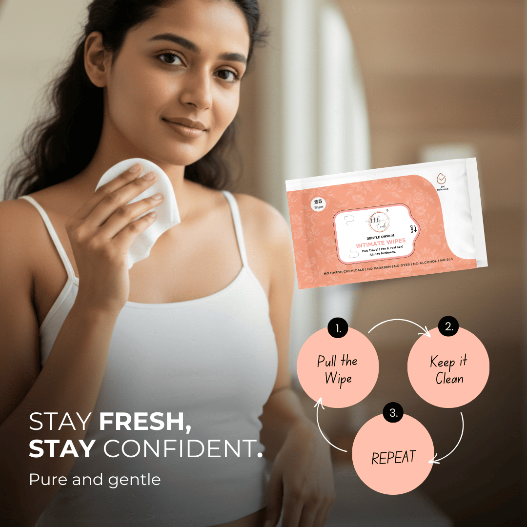 Little Crush Gentle Intimate Wipes | pH Balanced, No Harsh Chemicals, Paraben-Free, Alcohol-Free | 25 Pre-moistened Sheets | for Travel and Daily Use